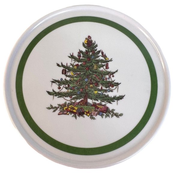 3 Spode Christmas Tree Trivets Pimpernel Melamine Round Hot Pad Plastic 6 1/2” - Picture 5 of 9